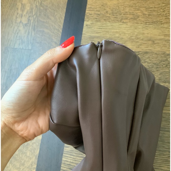 ZARA Brown Faux Leather Bodysuit Strapless Blogger Piece Size Medium BRAND NEW - Picture 11 of 12